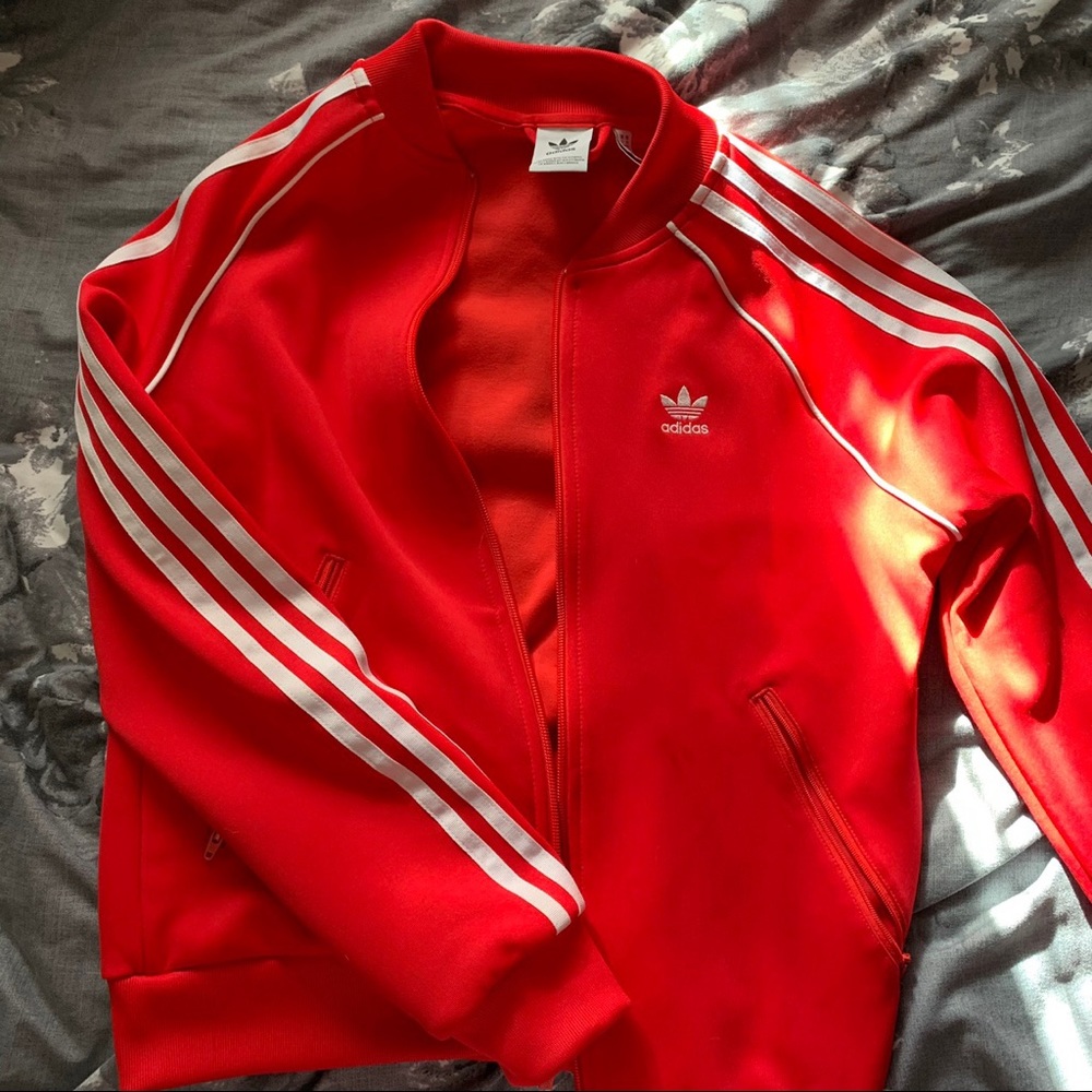 Adidas red track jacket